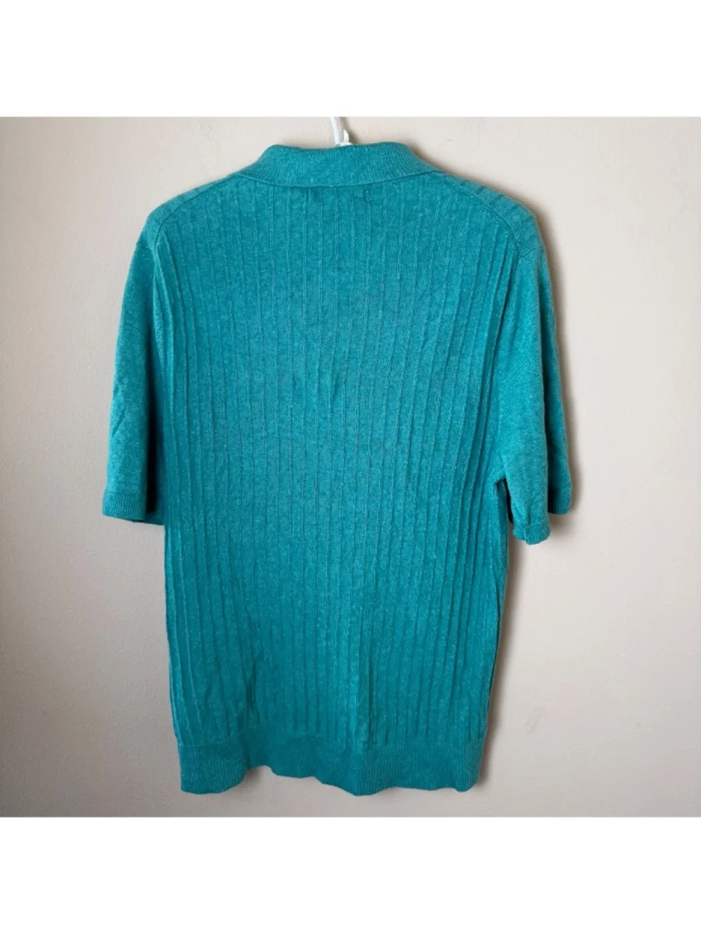Banana Republic Solare Ribbed Silk Linen Sweater Polo Mens Small Green Resort